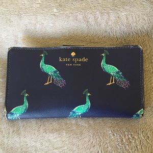 Kate Spade Peacock Large slim bifold wallet